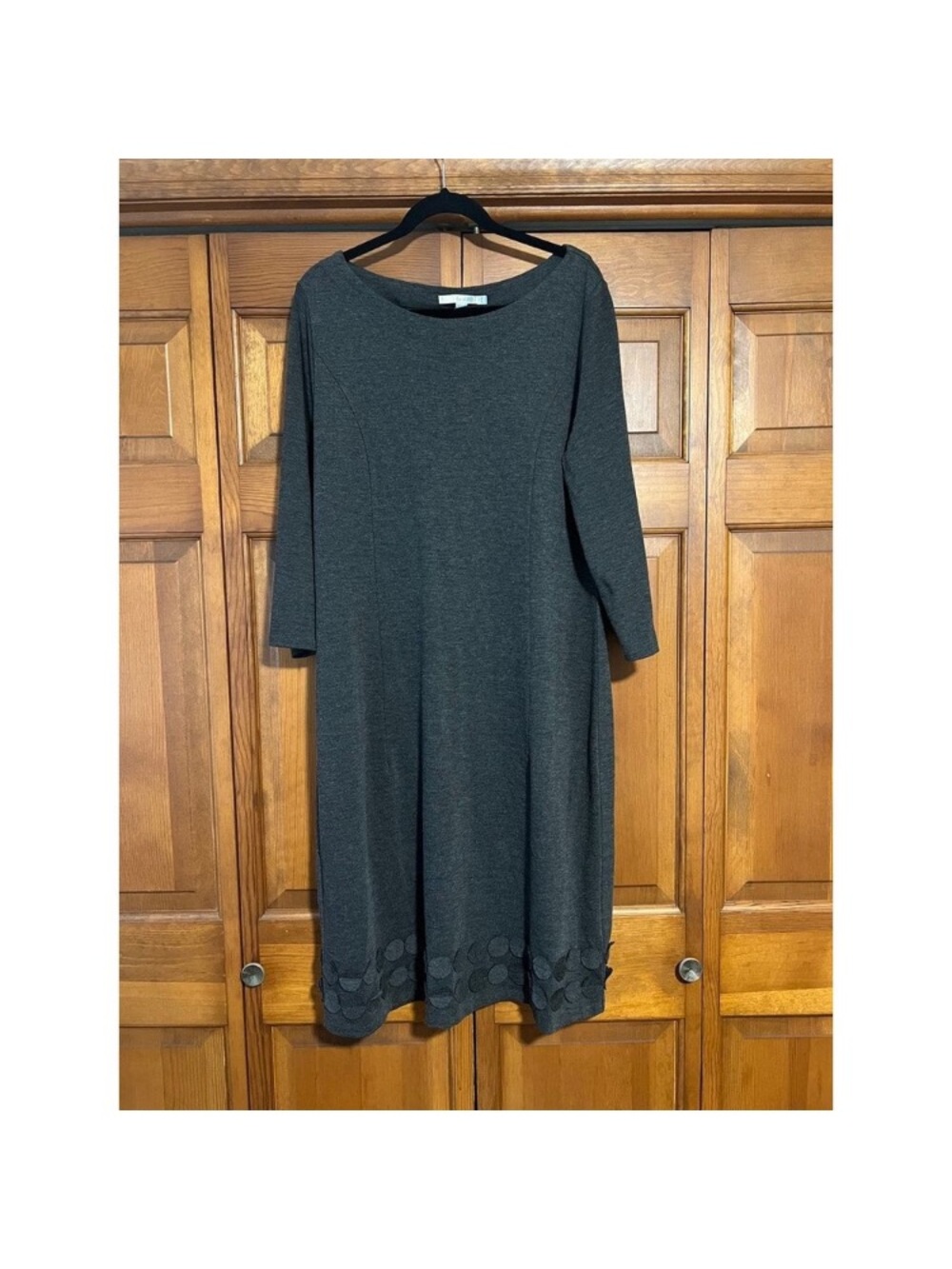 Boden Women's Long Sleeve Midi Dress Charcoal Gray Artsy Euro Chic SZ 14L - Picture 2 of 8